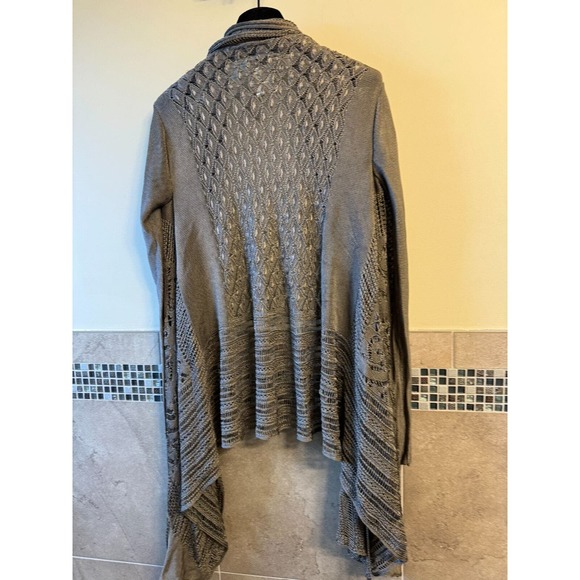 FUZZI Silk Taupe Yarn Open Lace Cardigan SZ S Made in Italy EUC - Picture 5 of 8